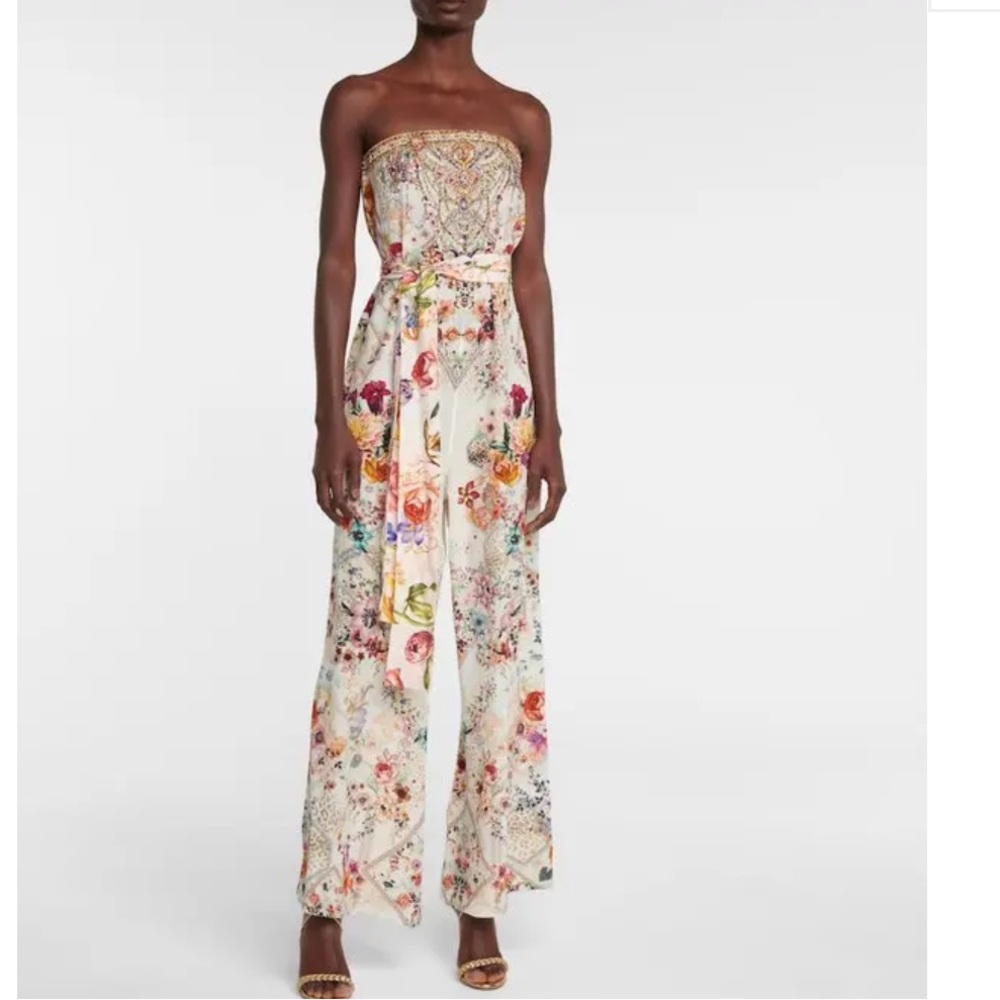 CAMILLA Crystal Embellished Floral Silk Jumpsuit - Multicoloured (Sew in Love)